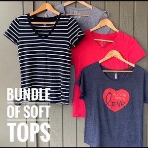 T-Shirt Bundle, Size Med. Solids, Stripe & Heart